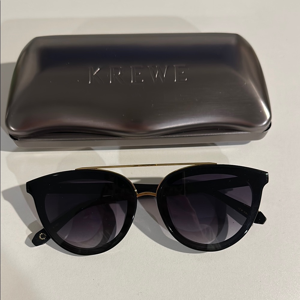 KREWE Black Sunglasses with Gold Double Bridge